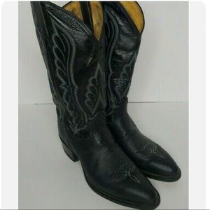 Women's Black Embroidered Feather Wing Cowboy Boots Western Pull On Tony Lama
